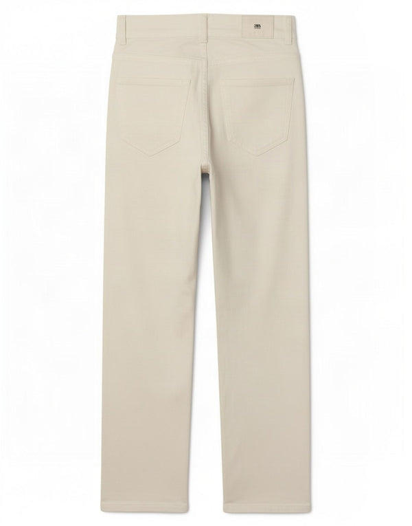 Zara Calça Jeans Feminina Crop Straight EU 38 Pequeno W28 L24 Branco