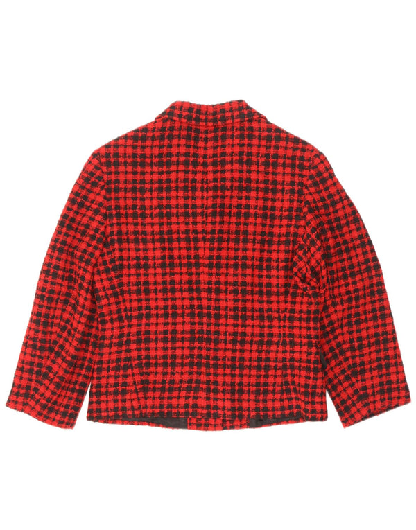 GB.PEDRINI Jaqueta blazer feminina de 4 botões IT 44 xadrez vermelho médio