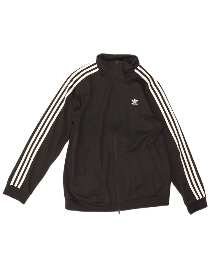 Adidas Womens Tracksuit Top Jacket UK 12 Médio Algodão Preto
