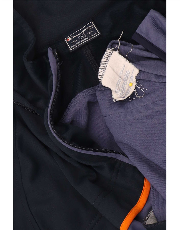 Jaqueta masculina de agasalho Champion grande poliéster colorblock azul marinho