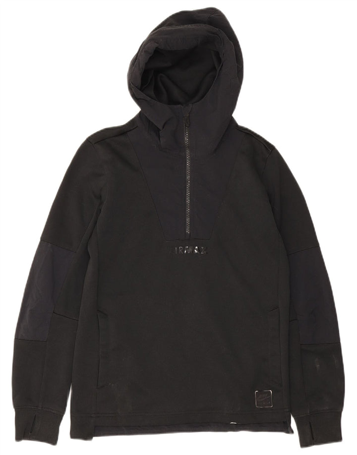 Suéter Nike Boys com capuz e gola com zíper 12-13 anos grande preto poliéster