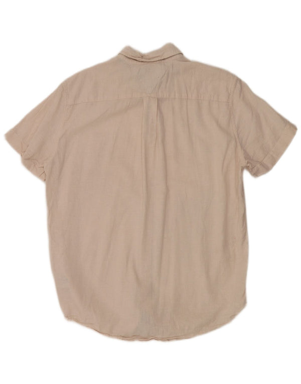 Tommy Hilfiger Camisa masculina de manga curta regular fit grande linho bege