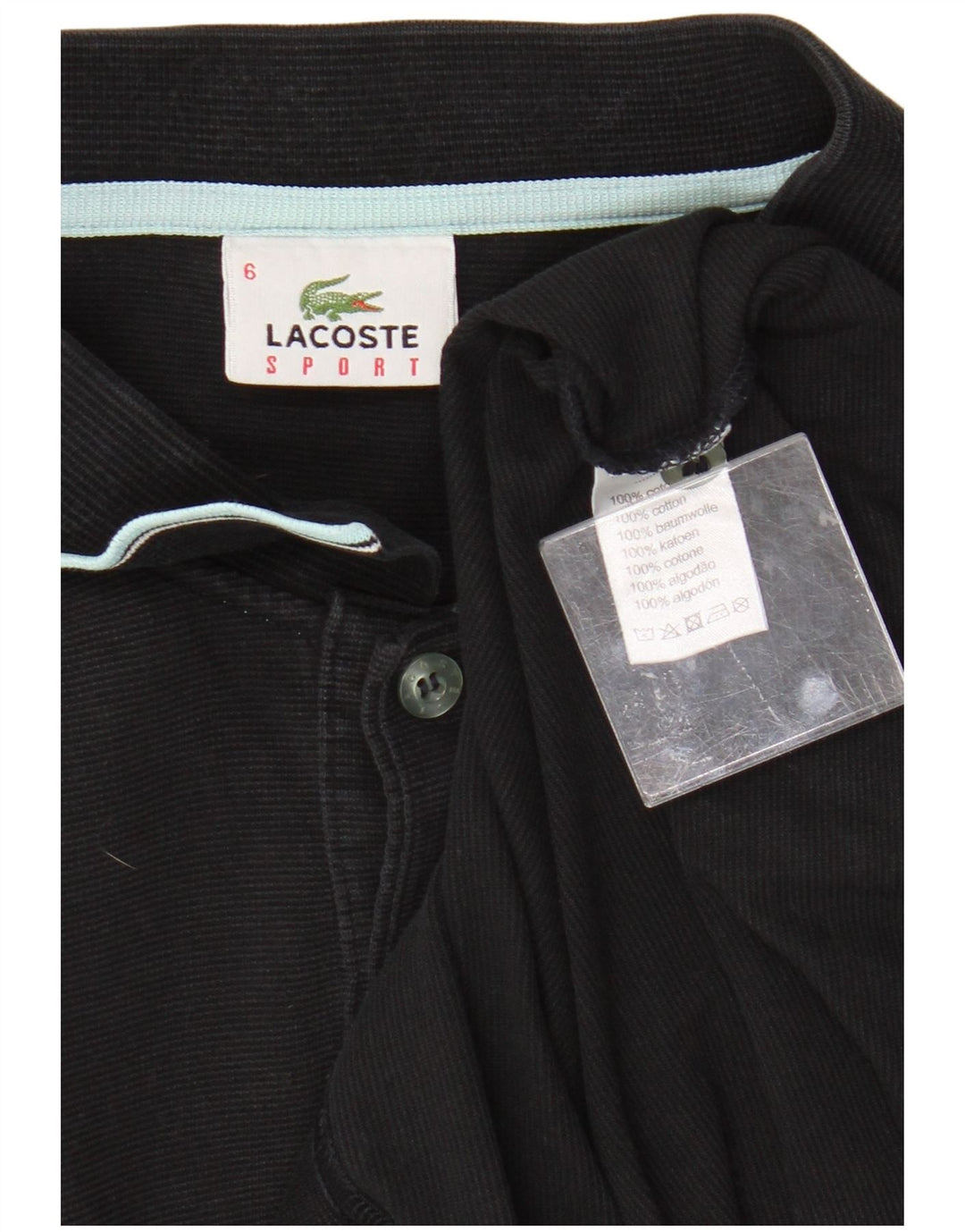 Camisa polo masculina Lacoste tamanho 6 XL algodão preto