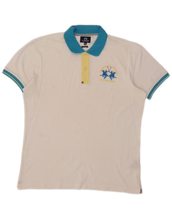 Camisa polo masculina La Martina Slim Fit Rugby 2XL algodão branco