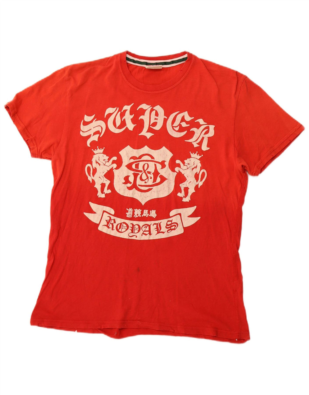 Camiseta feminina SUPERDRY com estampa gráfica UK 12 algodão vermelho médio