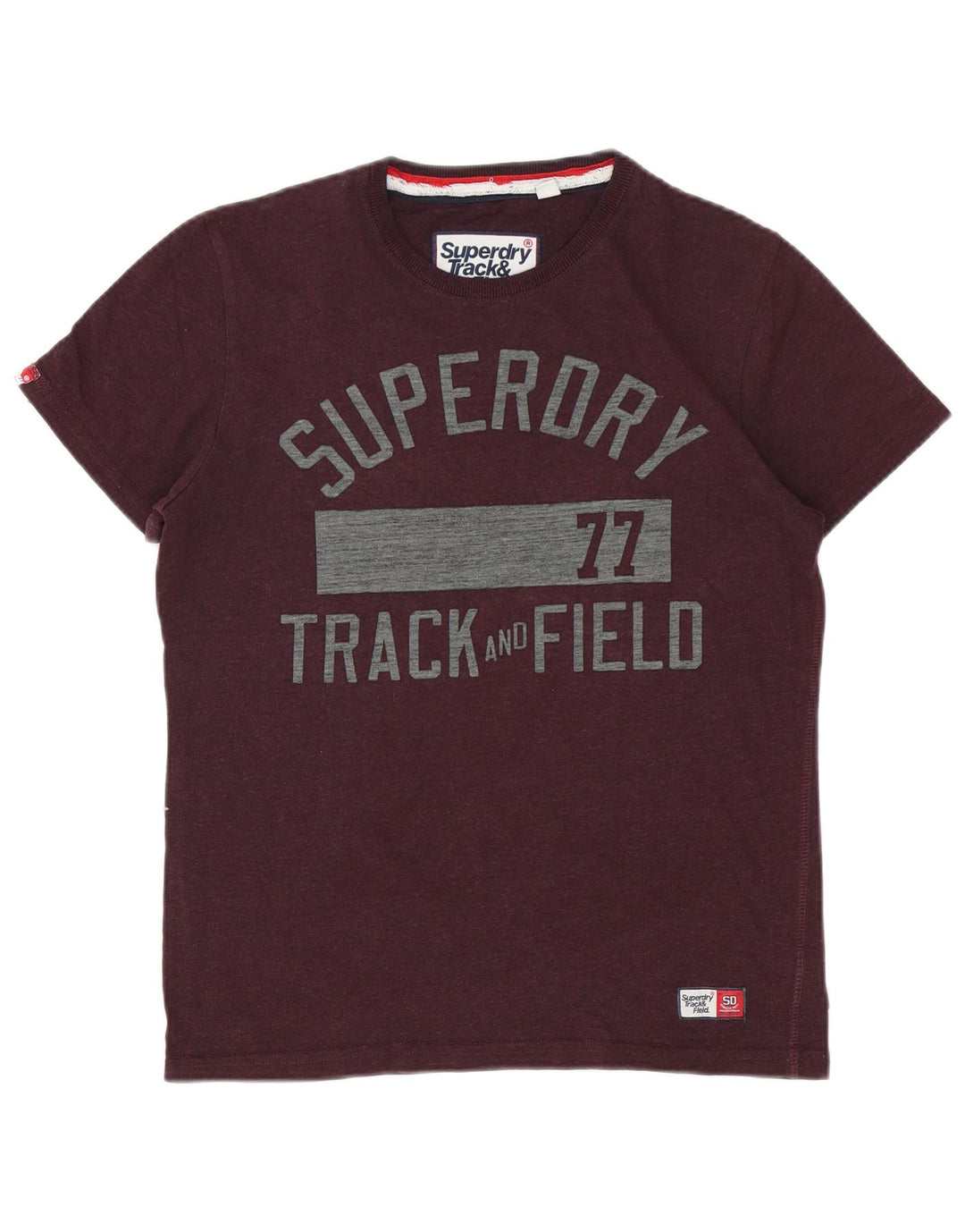 Superdry Mens Graphic T-Shirt Top Médio Algodão Borgonha