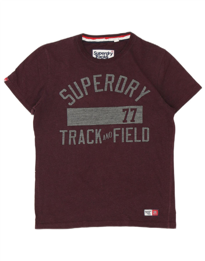 Superdry Mens Graphic T-Shirt Top Médio Algodão Borgonha
