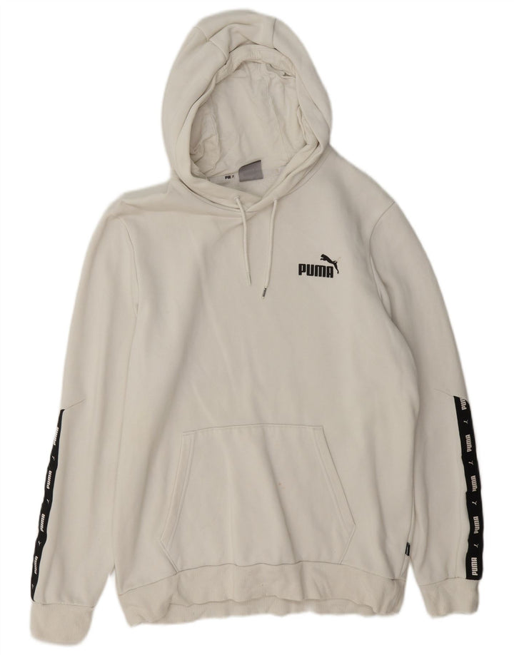 Puma masculino gráfico moletom com capuz médio branco colorblock algodão
