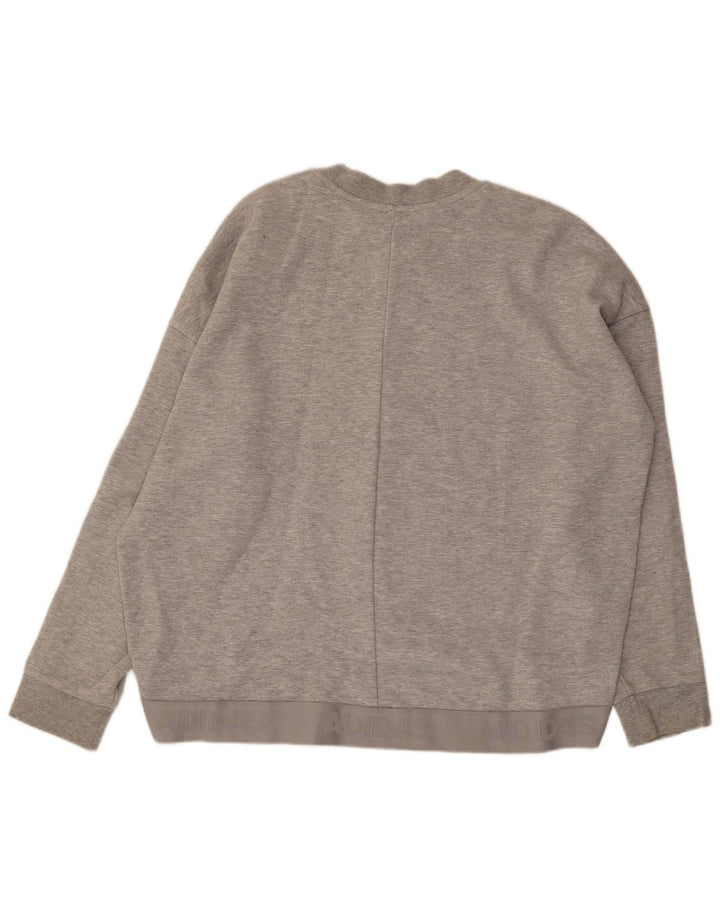 ADIDAS Womens Oversized Sweatshirt Jumper UK 16/18 Grande Cinza Algodão