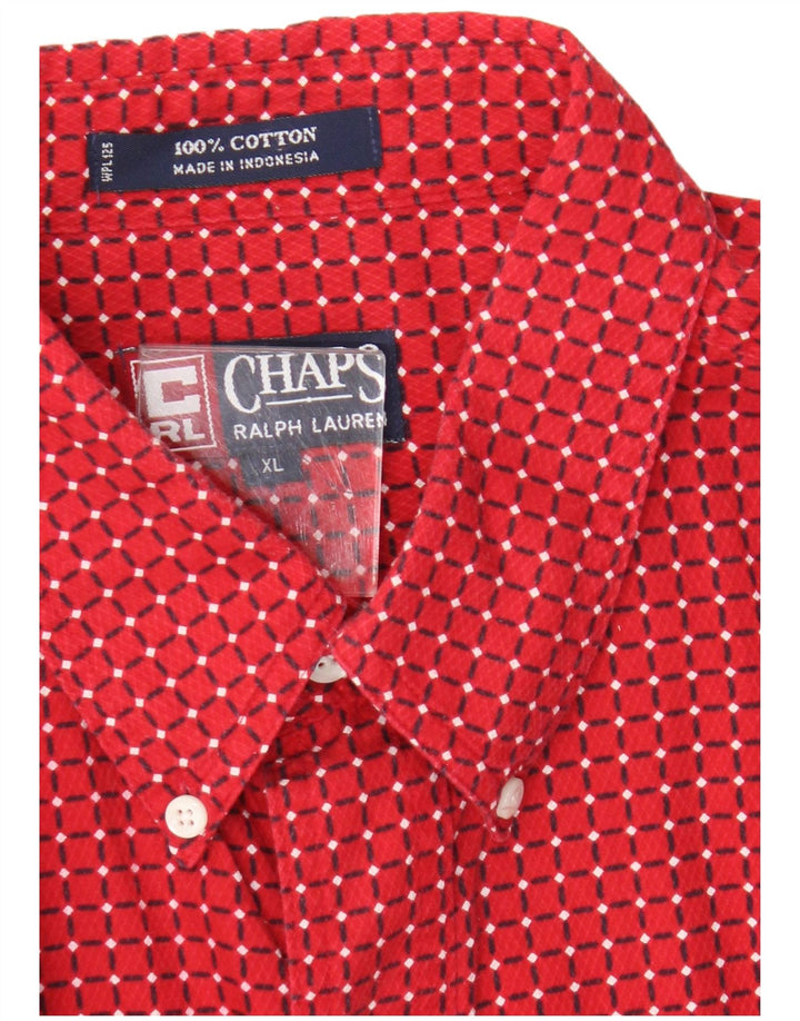 Camisa masculina de manga curta Chaps XL algodão geométrico vermelho