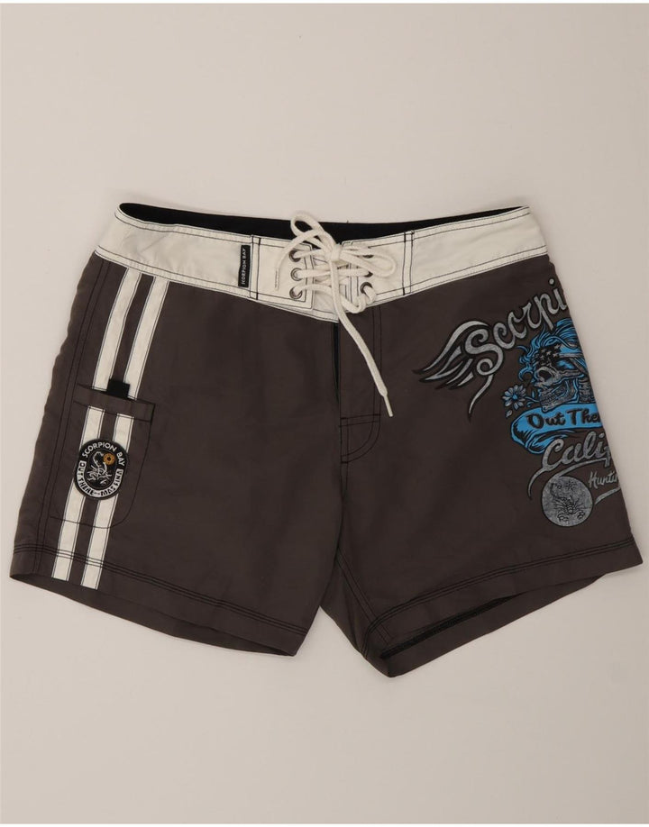 Shorts de natação masculino Scorpion Bay gráfico cinza médio bloco colorido