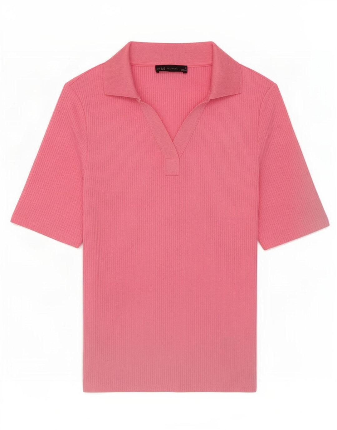 Camisa polo feminina Marks & Spencer Reino Unido 12 poliéster rosa médio