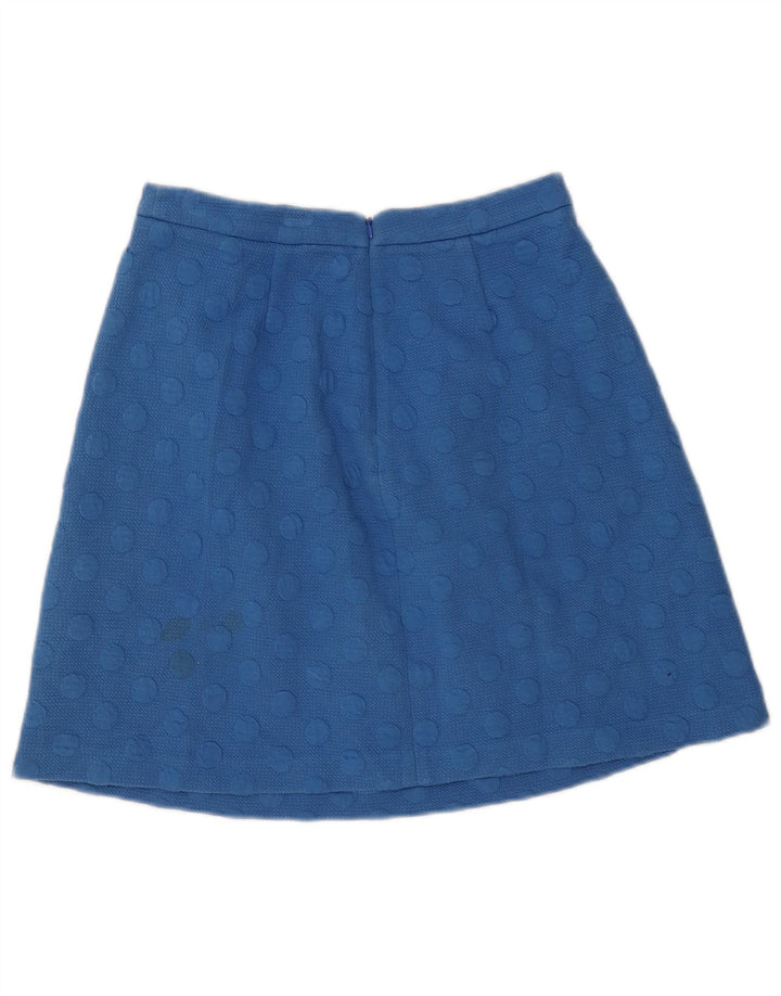 Saia feminina Boden UK 10 pequena W28 azul bolinhas poliéster