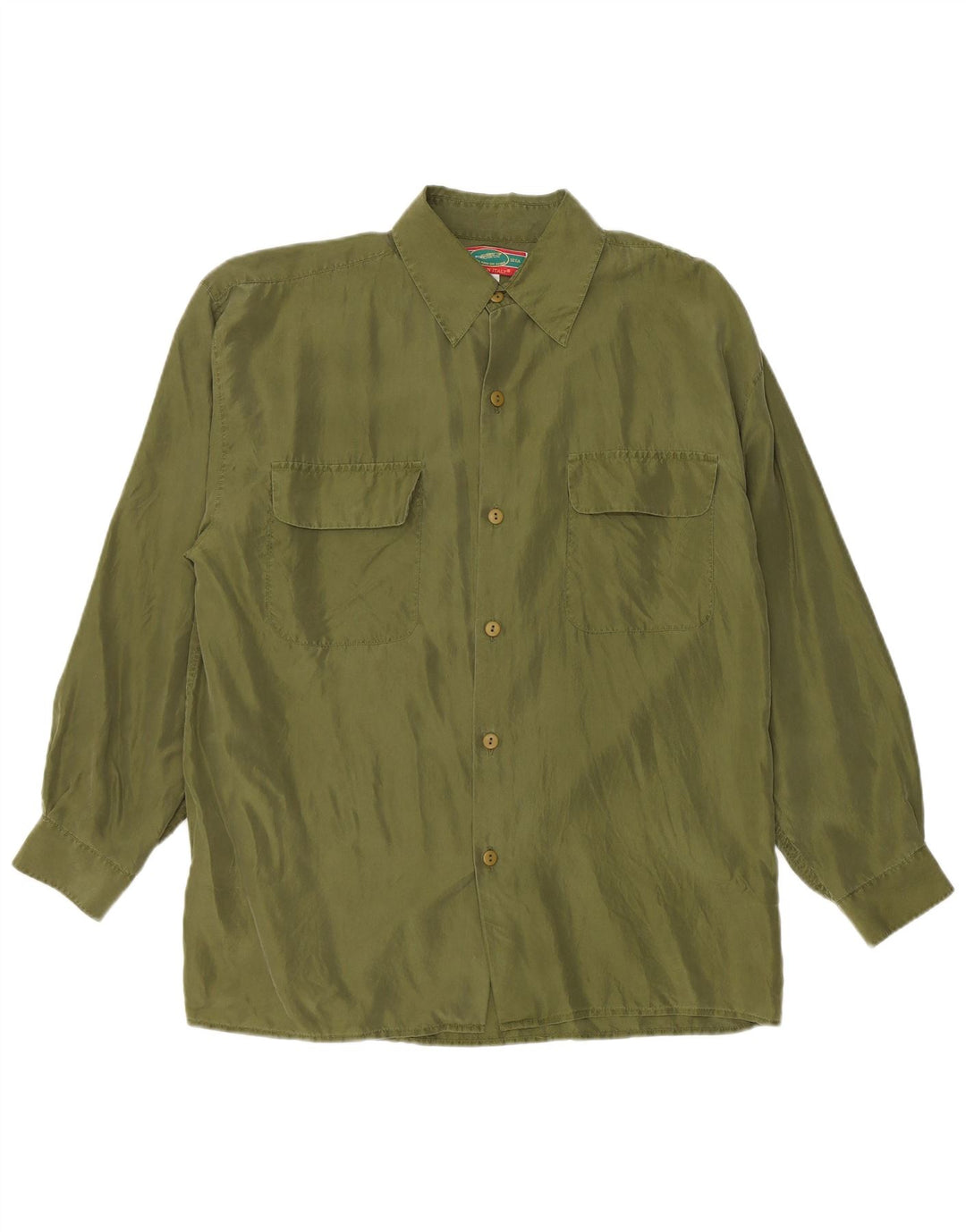 Camisa masculina vintage grande seda verde