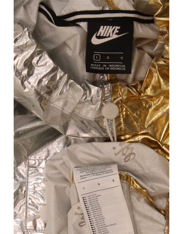 Jaqueta Nike Feminina Graphic Oversized Anorak UK 16 Grande Bloco Colorido Prateado