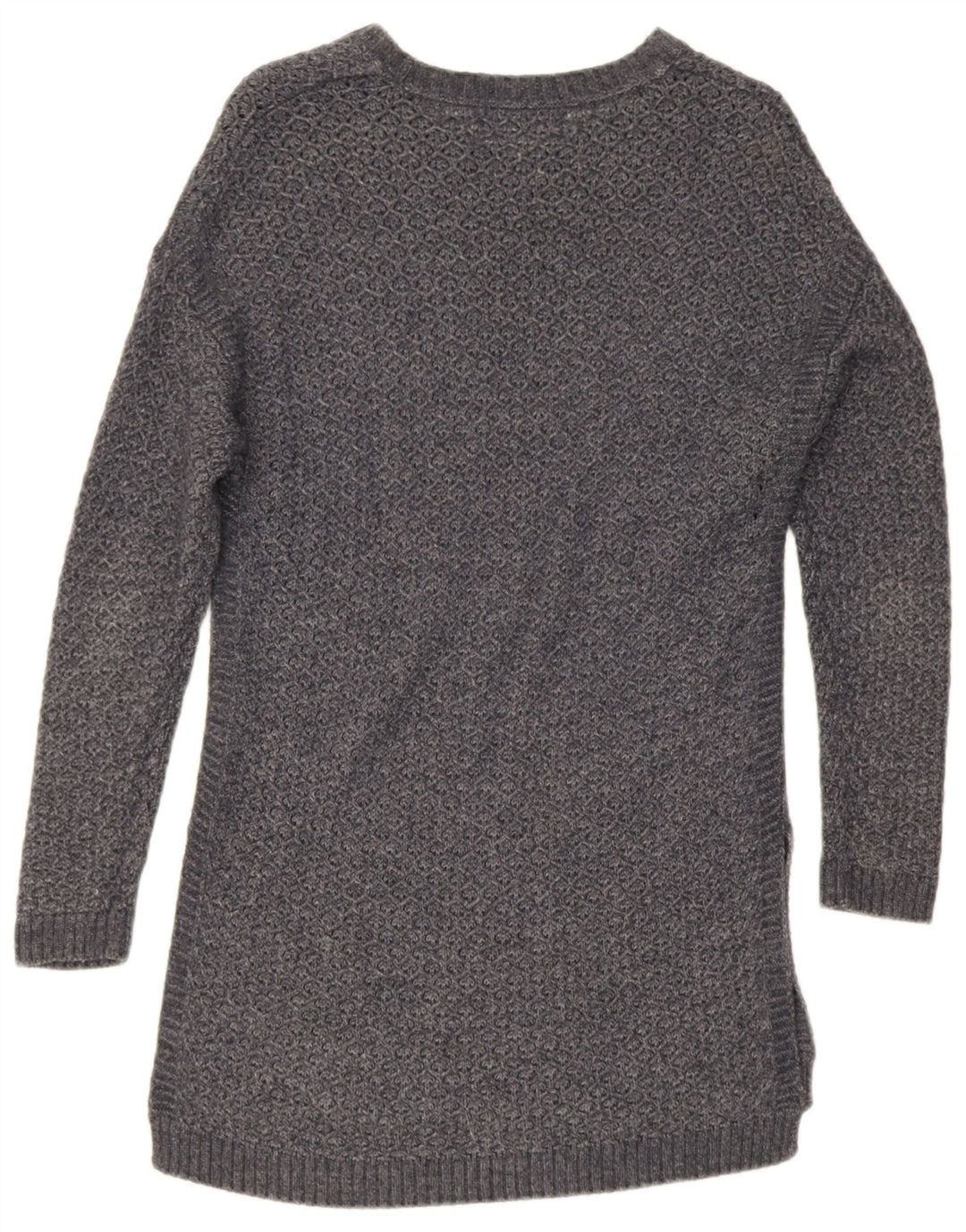 Suéter feminino Fat Face Longline com gola canoa Reino Unido 12 cinza médio