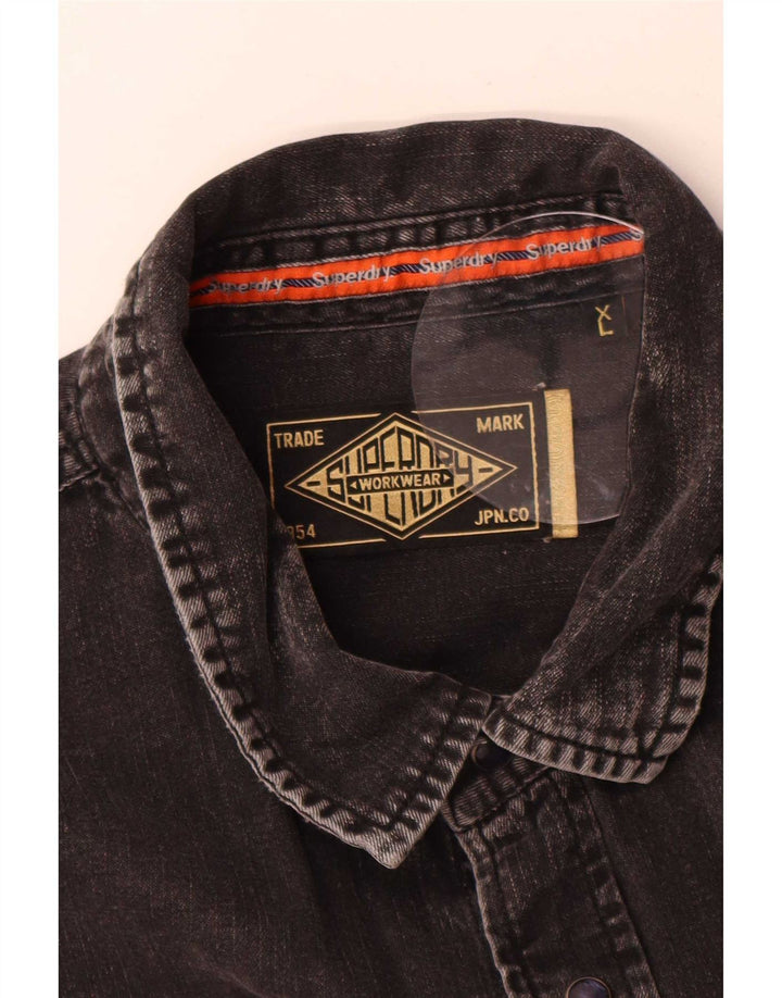 Camisa jeans masculina Superdry XL algodão preto