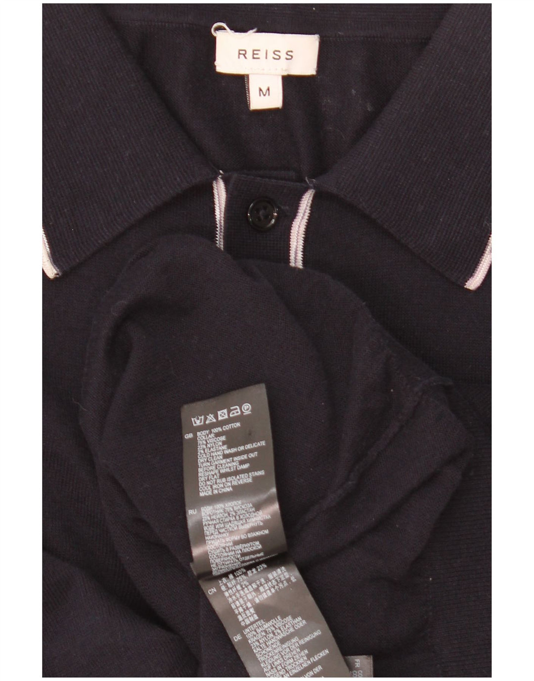 Suéter masculino REISS com gola polo e algodão azul marinho médio