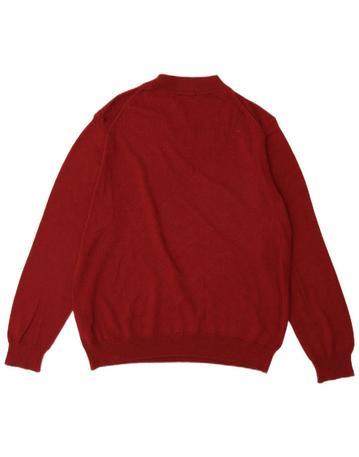 Suéter masculino Marks & Spencer com gola redonda, grande lã merino vermelha