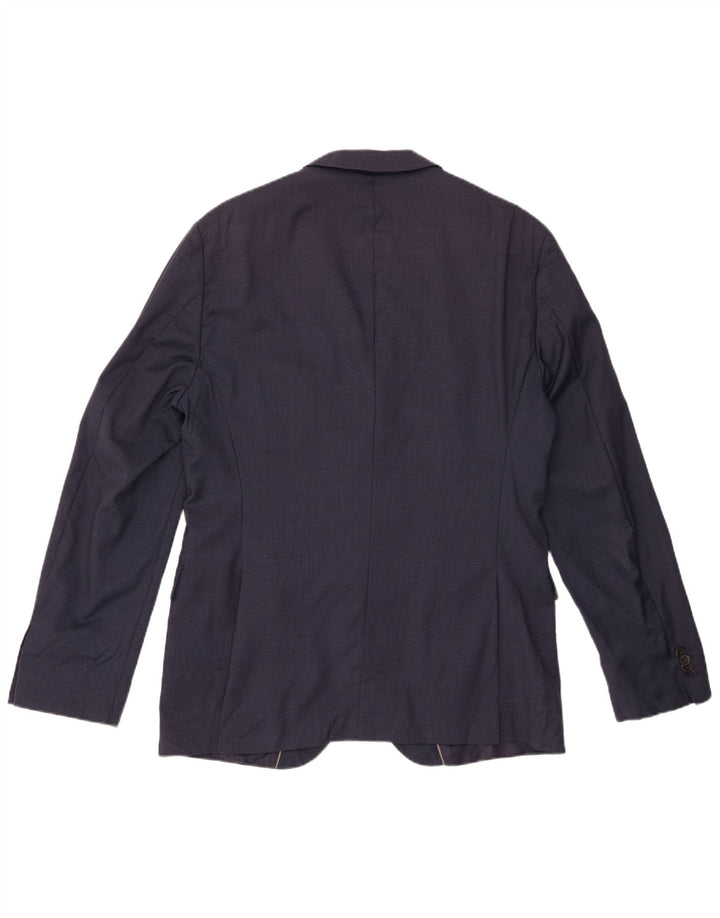 Jaqueta blazer masculina de 2 botões HUGO BOSS UE 52 XL azul marinho xadrez lã