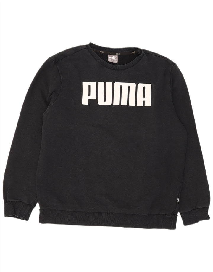 Puma Mens Graphic Moletom Jumper Grande Algodão Preto