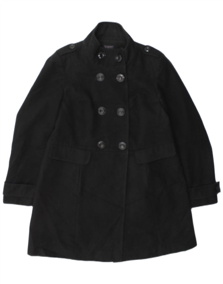 Casaco feminino Marks & Spencer com peito duplo Reino Unido 14 poliéster preto médio
