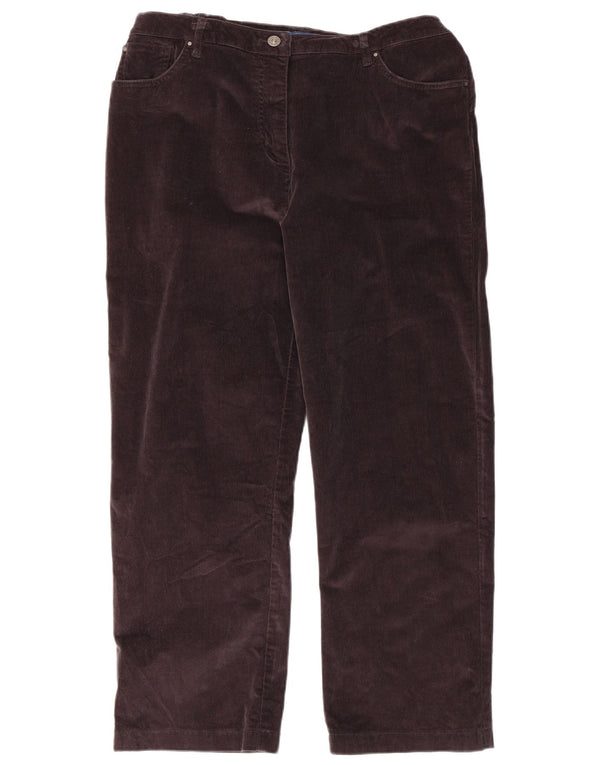 Calça feminina reta de veludo cotelê Cotton Traders UK 16 grande W36 L27 marrom