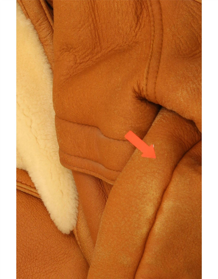 Jaqueta masculina vintage de shearling IT 50 grande marrom shearling