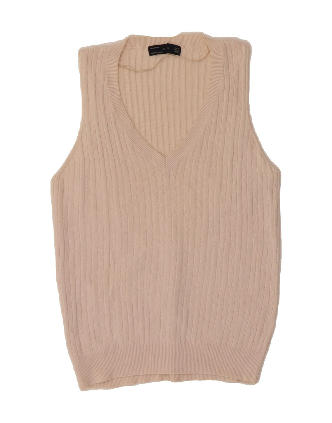 ZARA Womens Vest Tank Top UK 12 Medium White Cotton Vintage Zara and Second-Hand Zara from Messina Hembry 
