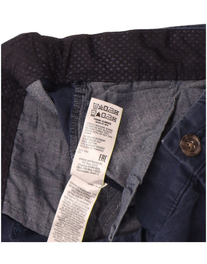 Calça chino masculina reta regular Marks & Spencer W40 L33 azul marinho