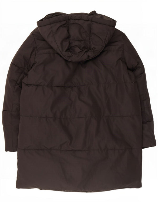 Zara Casaco masculino com capuz solto e acolchoado Reino Unido 34 XS Poliéster preto