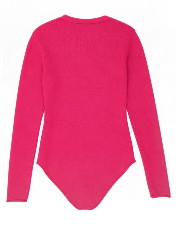 Macacão feminino de malha Zara UK 8 pequeno viscose rosa
