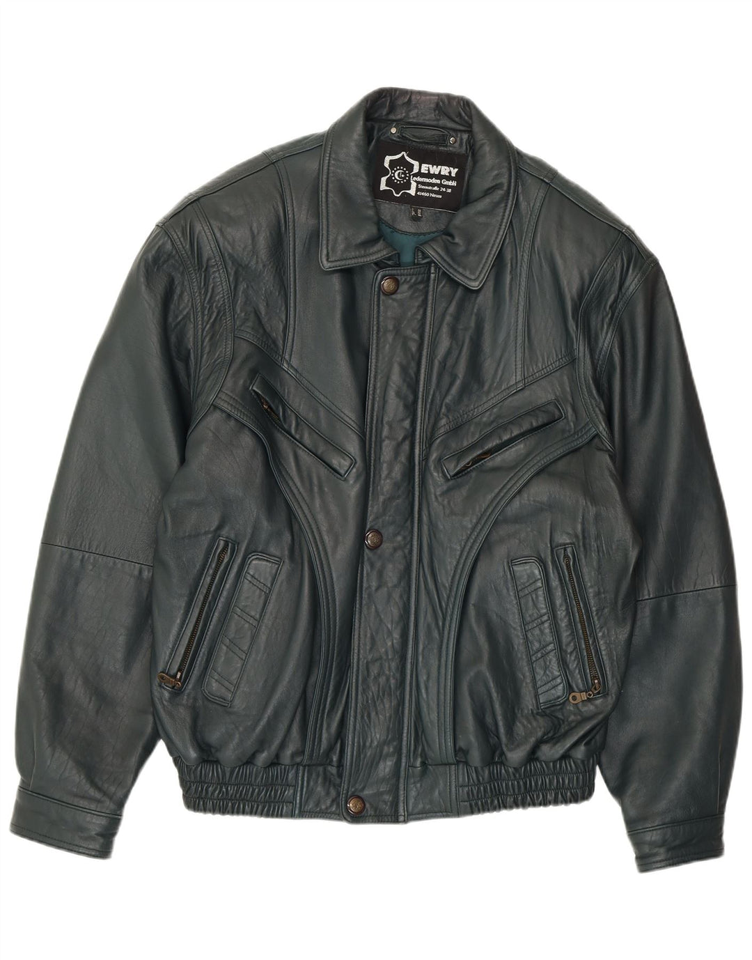 Jaqueta de couro masculina VINTAGE EU 56 3XL couro verde