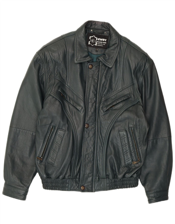 Jaqueta de couro masculina VINTAGE EU 56 3XL couro verde