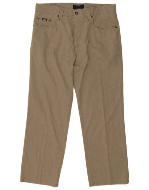 Calça Bugatti masculina reta casual grande W34 L27 algodão bege