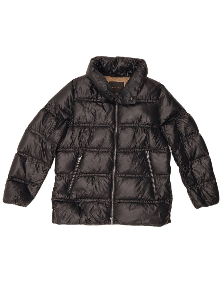 Jaqueta feminina acolchoada grande Massimo Dutti Reino Unido 10 pequena preta nylon