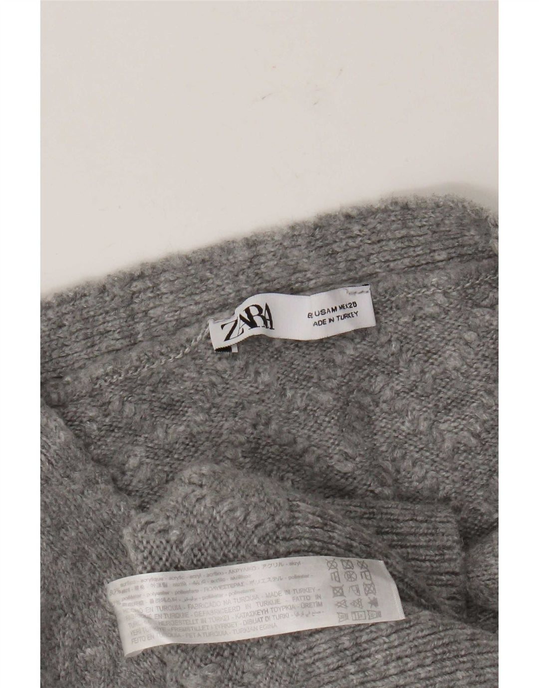 Zara Womens Crop Cardigan Sweater UK 14 Médio Cinza Acrílico