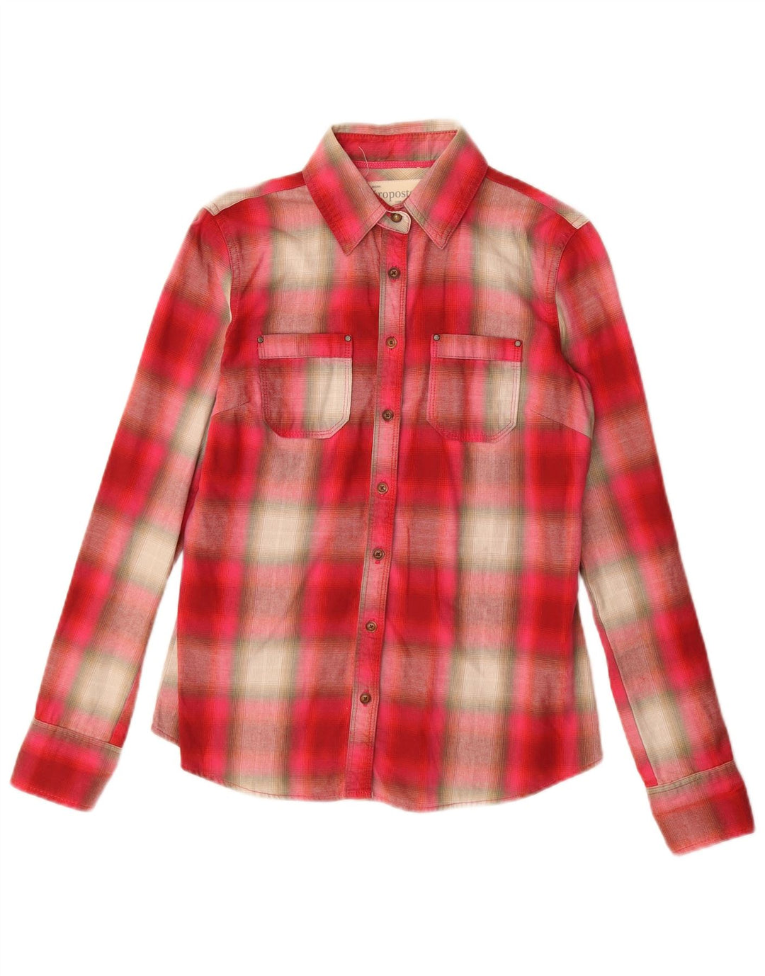 Camisa feminina AEROPOSTALE UK 10 pequena xadrez vermelha de algodão