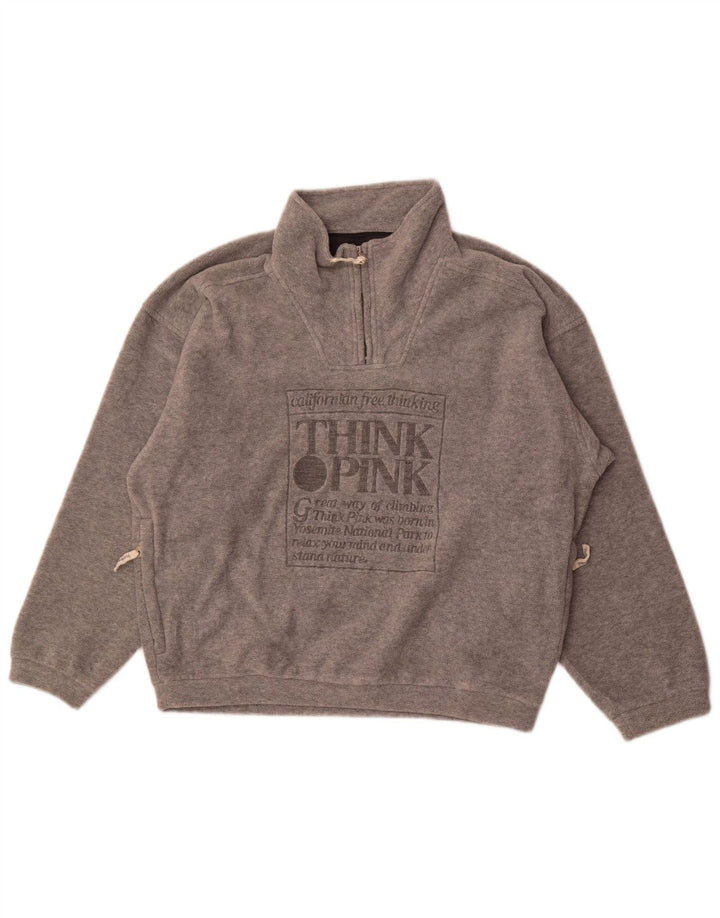 Suéter feminino de lã com estampa grande Think Pink UK 14 cinza médio manchado
