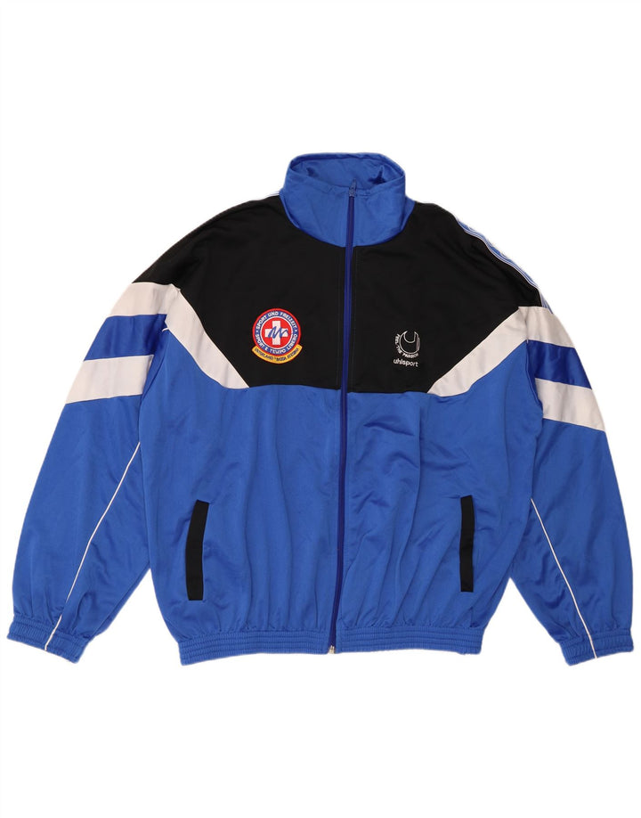 UHLSPORT Jaqueta masculina de agasalho gráfico 2XL azul colorblock poliéster