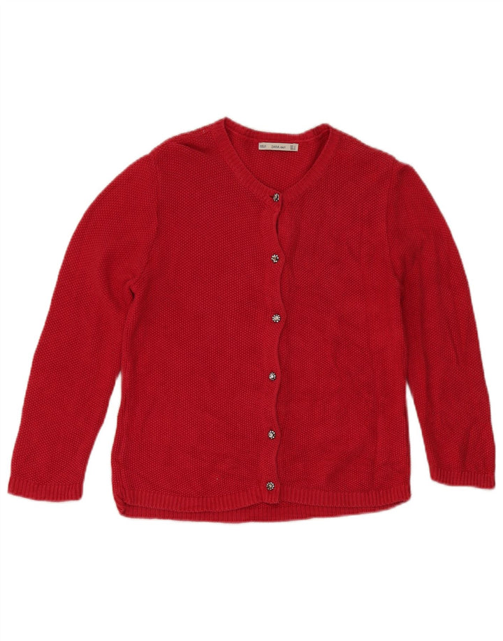 Suéter cardigã feminino Zara UK 10 pequeno viscose vermelha