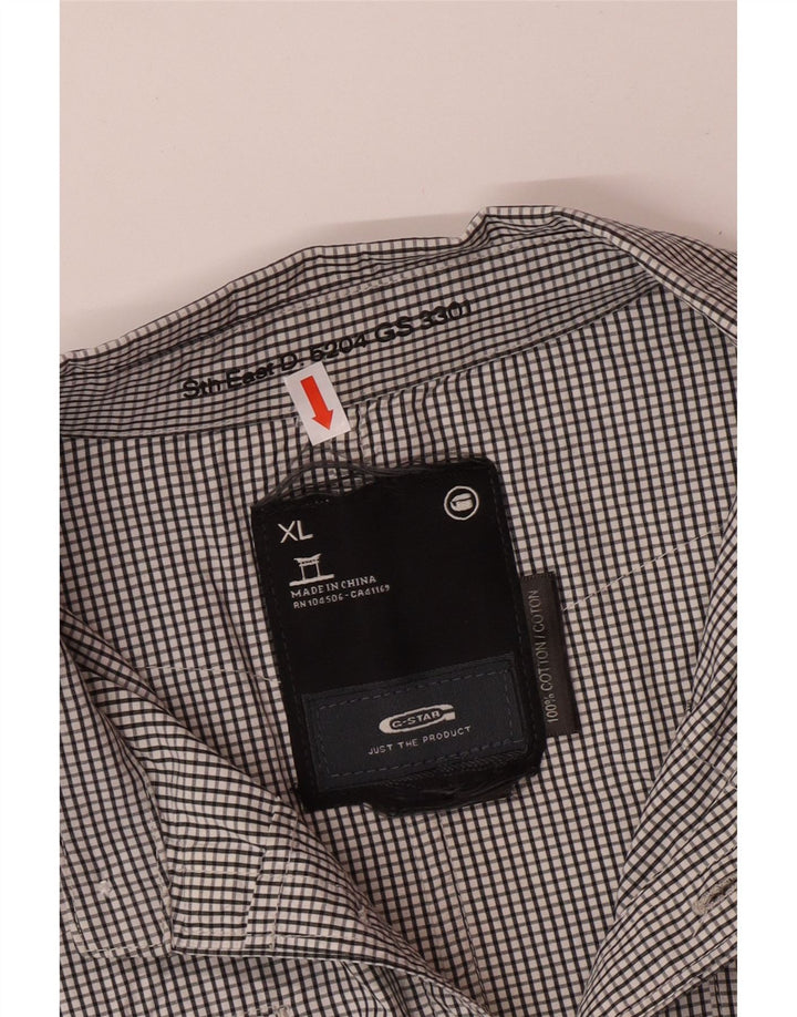 Camisa masculina G-STAR XL de algodão xadrez preto