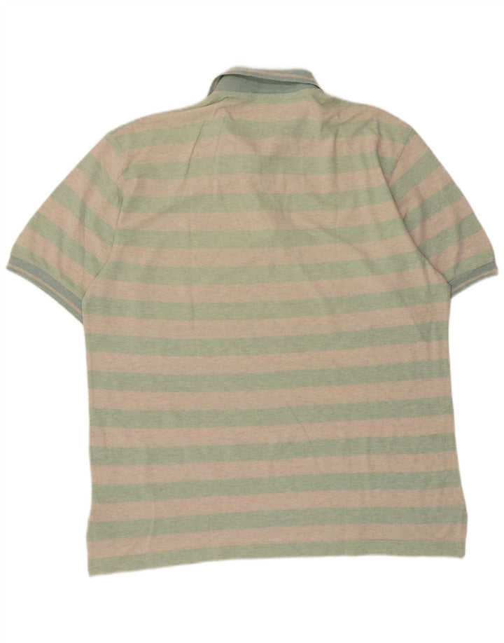 Camisa polo masculina Seventy XL de algodão listrado turquesa