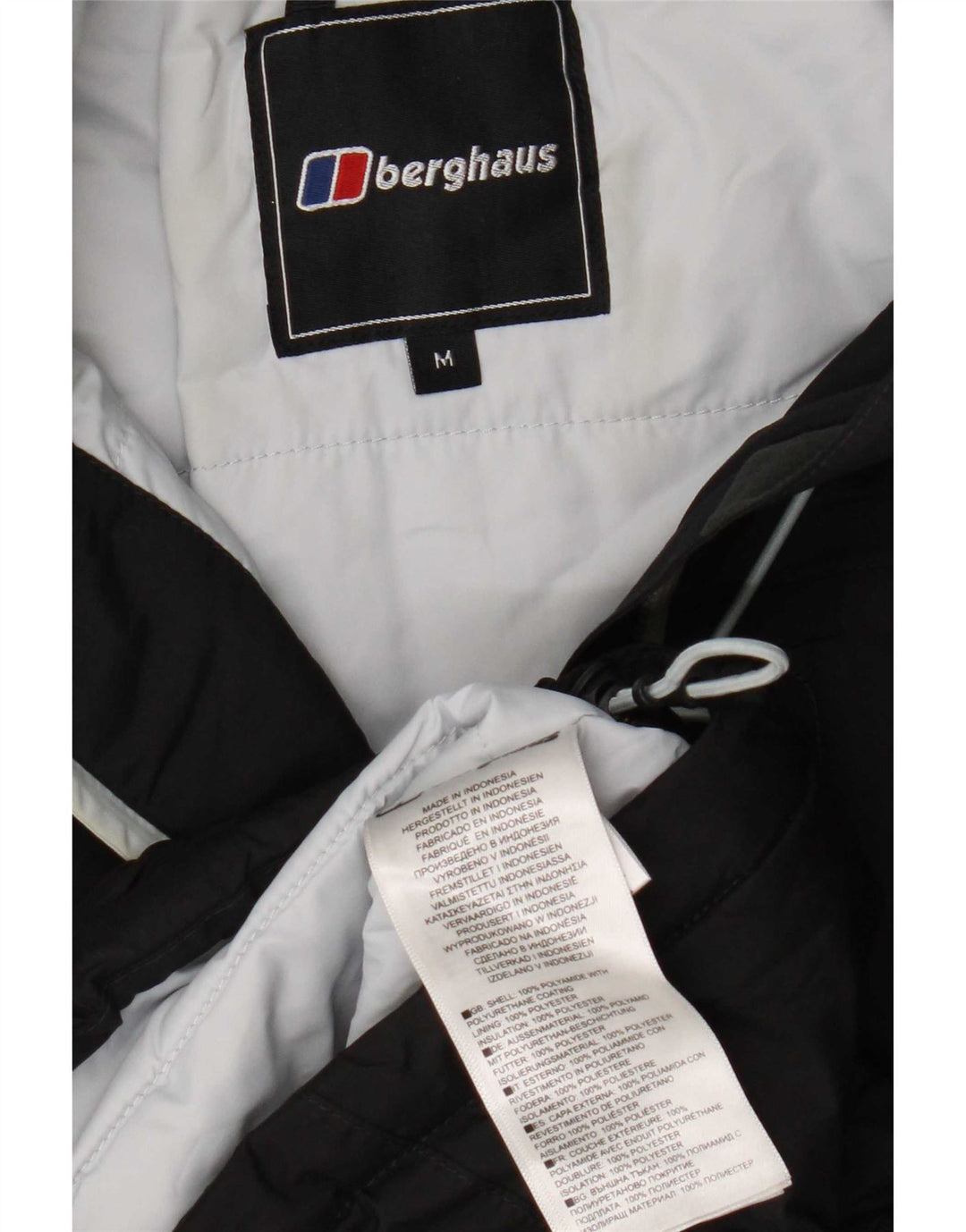 Jaqueta corta-vento masculina Berghaus com capuz UK 38 poliamida preta média