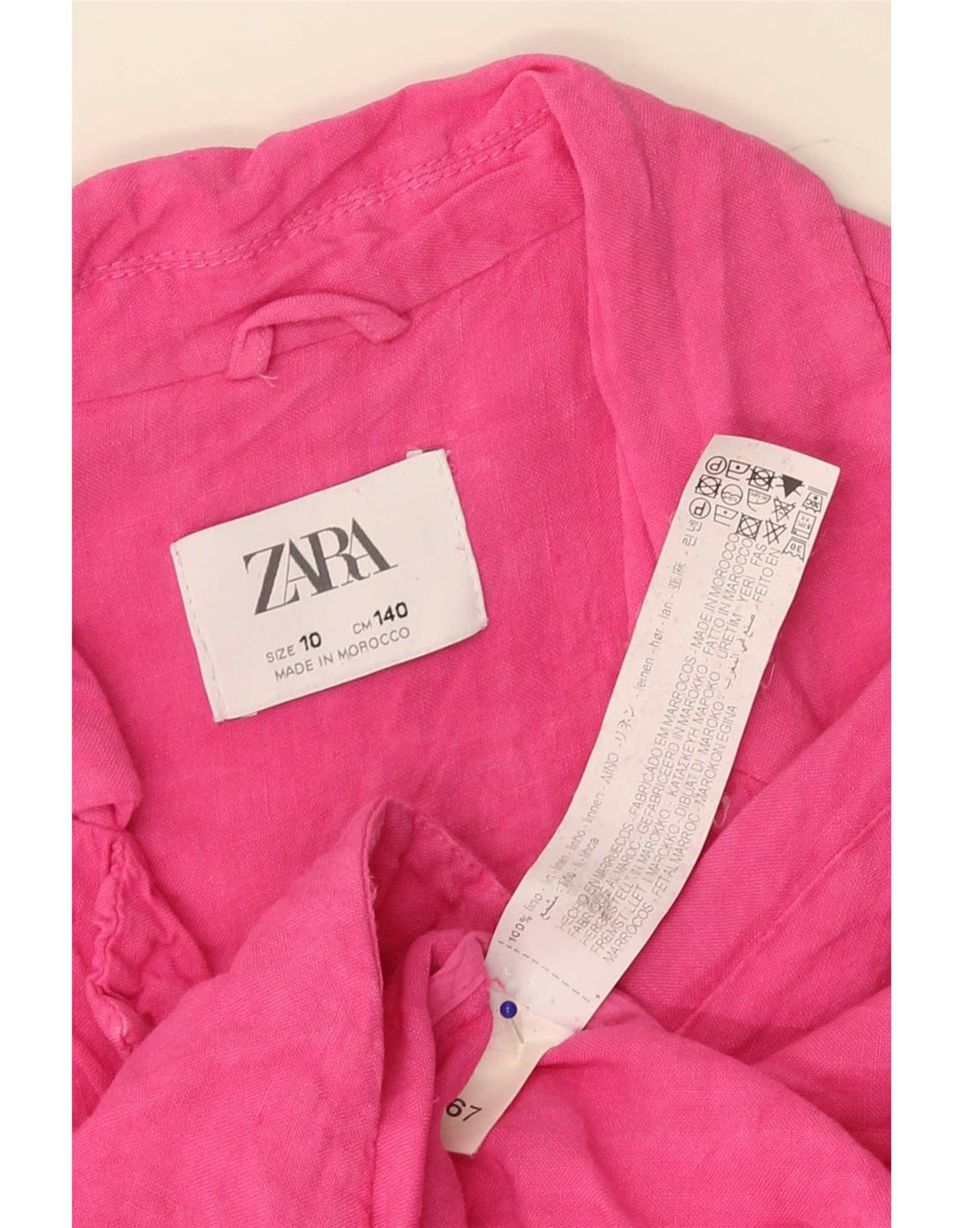 Jaqueta blazer Zara Girls com 2 botões 9-10 anos linho rosa