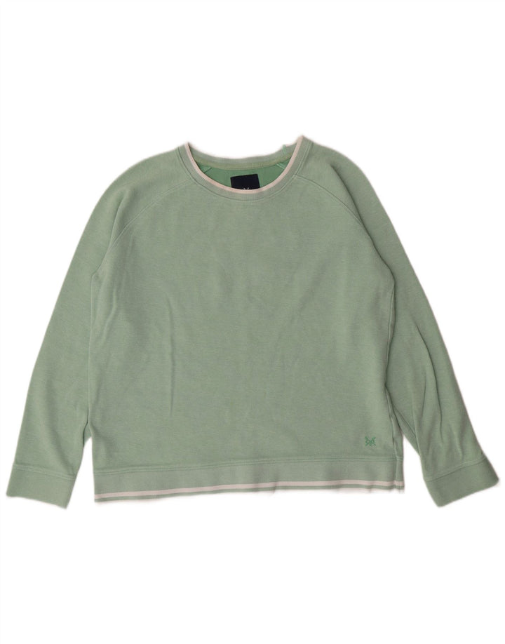 CREW CLOTHING Suéter feminino cropped UK 14 algodão verde médio