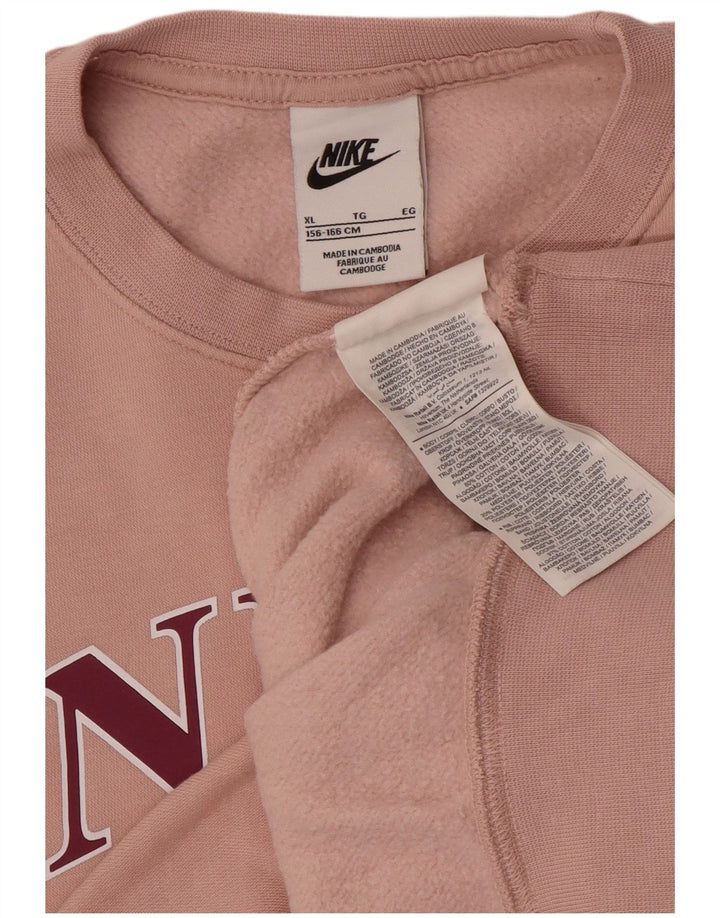 NIKE Girls Oversized Graphic Moletom Jumper 13-14 Anos XL Rosa Algodão
