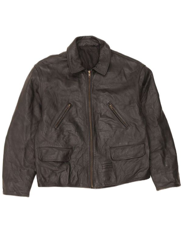 Jaqueta de couro masculina vintage UK 36 pequena preta