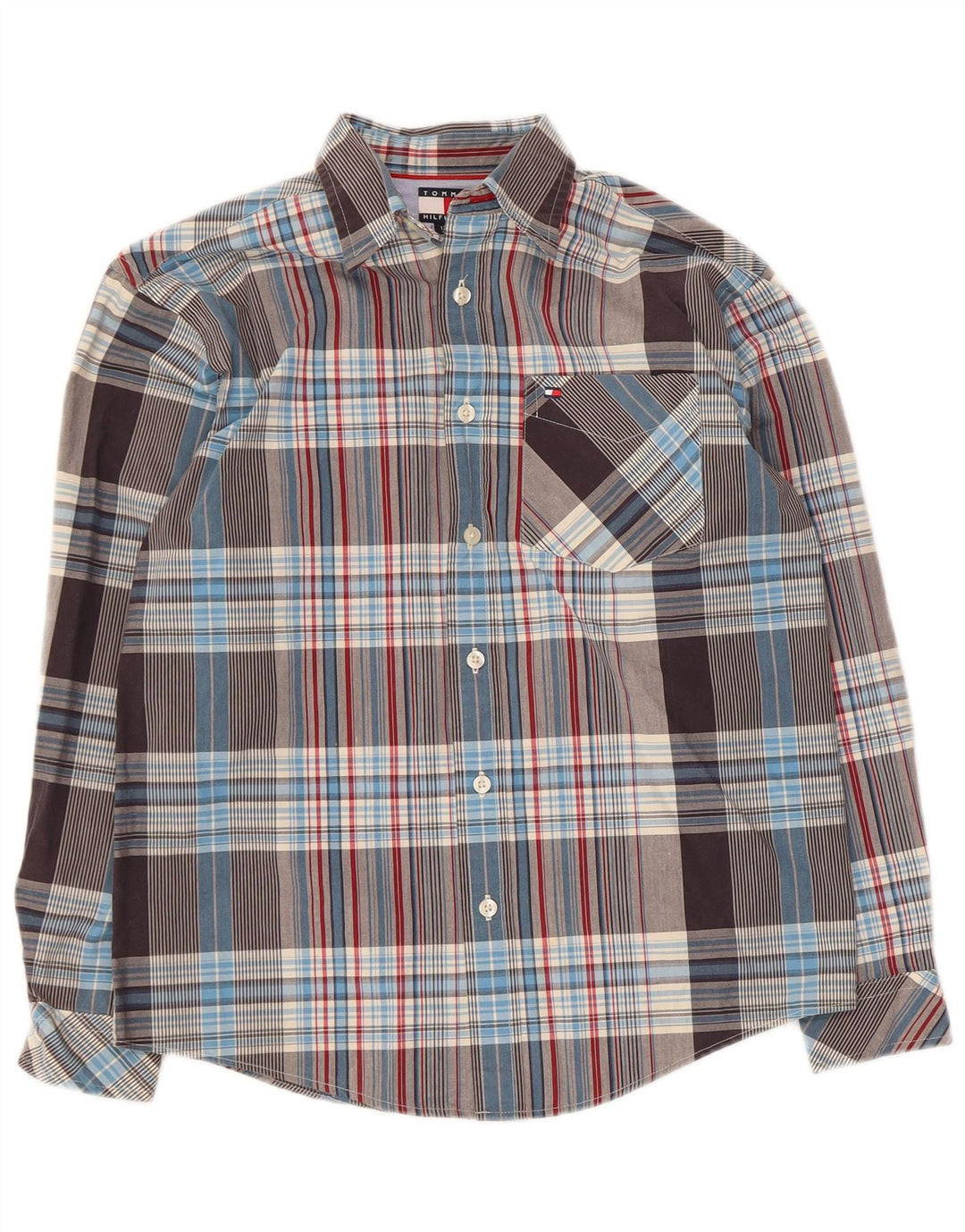 Camisa masculina Tommy Hilfiger 11-12 anos média xadrez multicolorida algodão