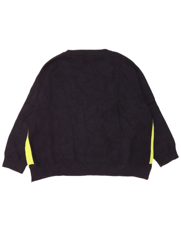 Suéter feminino Zara com gola canoa Reino Unido 10 pequeno bloco colorido azul marinho